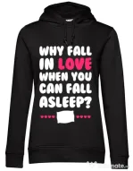 Hoodie dama cu gluga Why fall in love Negru