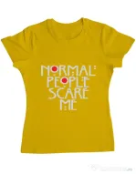 Tricou ADLER dama Normal people scare me Galben