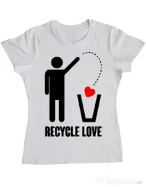 Tricou ADLER dama Recycle love Alb