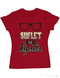 Tricou ADLER dama Suflet de hipster Rosu