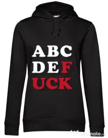 Hoodie dama cu gluga The alphabet Negru