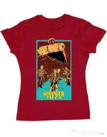 Tricou ADLER dama Stranger pizza Rosu