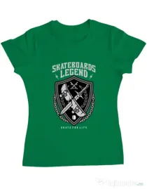 Tricou ADLER dama Skateboards Legend Verde mediu