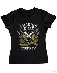 Tricou ADLER dama Smoking Kills Negru