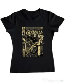 Tricou ADLER dama Godzilla Negru