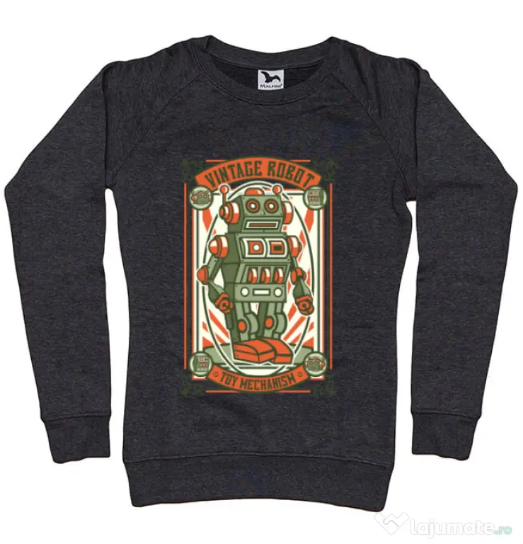 Bluza ADLER dama Vintage Robot Negru melanj