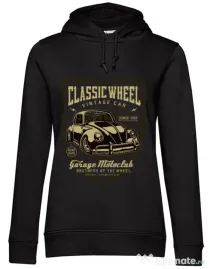 Hoodie dama cu gluga Classic Wheel Negru