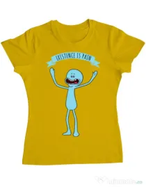 Tricou ADLER dama Existence is pain Galben