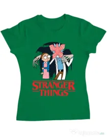 Tricou ADLER dama Stranger Ricks Verde mediu