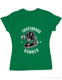 Tricou ADLER dama Skateboard Bomber Verde mediu
