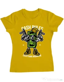 Tricou ADLER dama Cash rules Galben