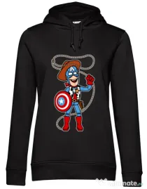 Hoodie dama cu gluga Captain Woody Negru