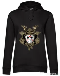 Hoodie dama cu gluga Samurai Jason Negru