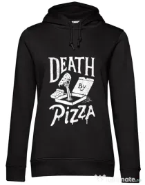Hoodie dama cu gluga Death By Pizza Negru