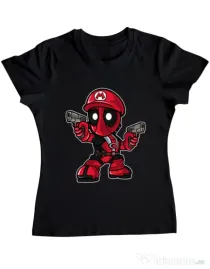 Tricou ADLER dama Mario Deadpool Negru