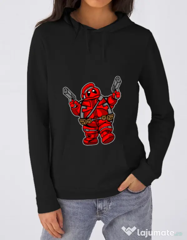 Hoodie dama cu gluga Marshmallow Merc Negru