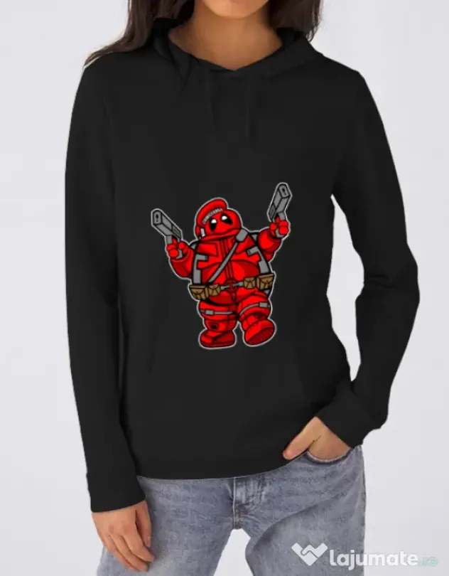 Hoodie dama cu gluga Marshmallow Merc Negru