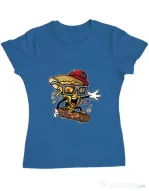 Tricou ADLER dama Pizza Skater Albastru azuriu
