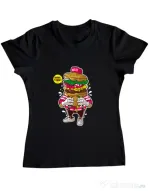 Tricou ADLER dama I Love Burger Negru