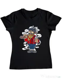 Tricou ADLER dama Pizza Beard Negru