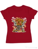 Tricou ADLER dama Pizza Gangster Rosu