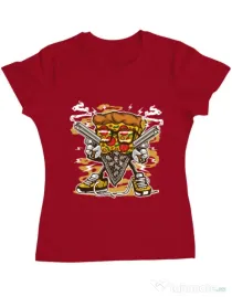 Tricou ADLER dama Pizza Gangster Rosu