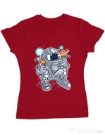 Tricou ADLER dama Astronaut Ice Cream Rosu
