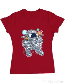 Tricou ADLER dama Astronaut Ice Cream Rosu