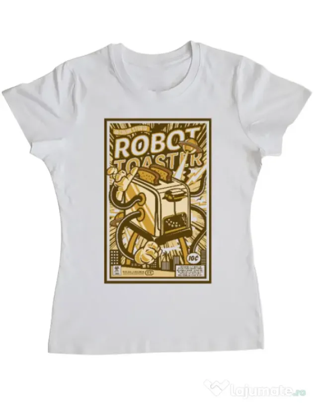 Tricou ADLER dama Robot Toaster Alb