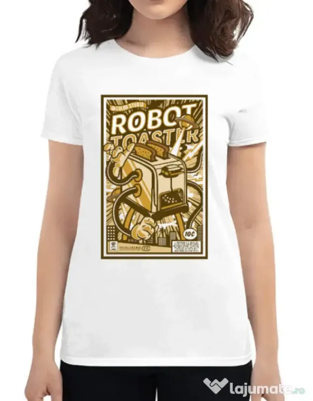 Tricou ADLER dama Robot Toaster Alb
