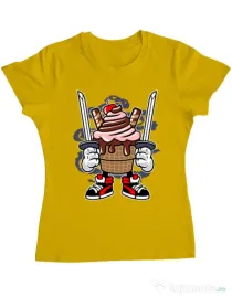 Tricou ADLER dama Ice Cream Ninja Galben