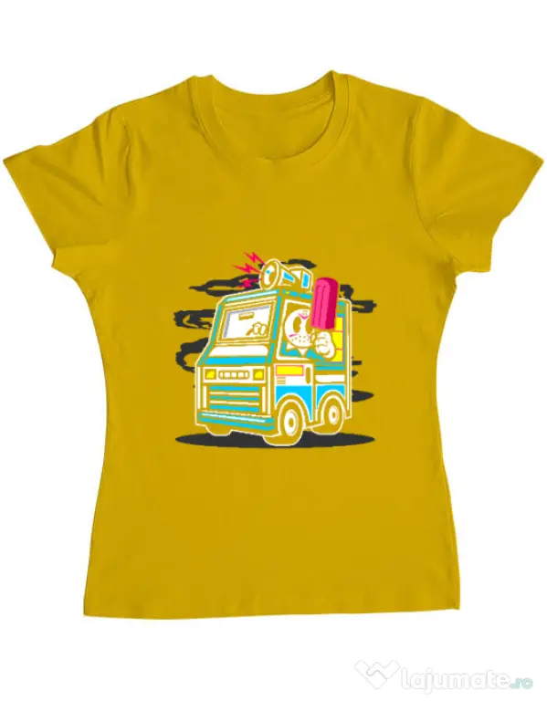 Tricou ADLER dama Ice Cream Truck Galben