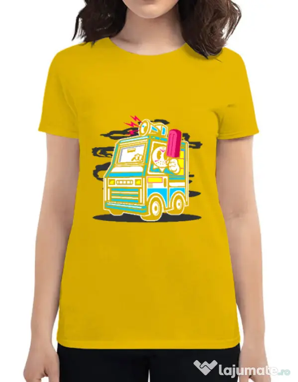 Tricou ADLER dama Ice Cream Truck Galben