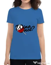 Tricou ADLER dama Wine not Albastru azuriu 