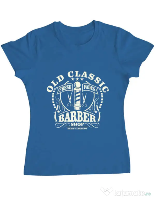 Tricou ADLER dama Old Classic Barber Albastru azuriu
