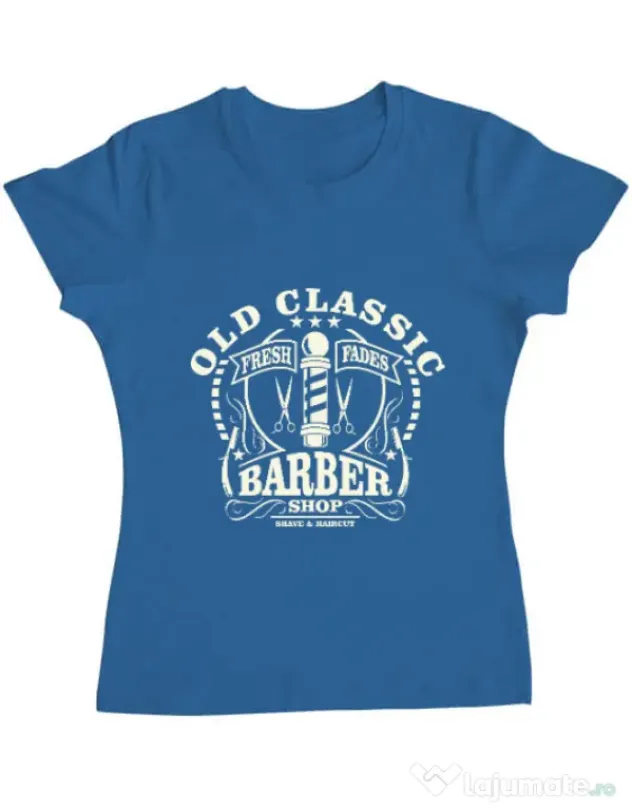 Tricou ADLER dama Old Classic Barber Albastru azuriu