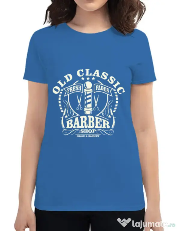 Tricou ADLER dama Old Classic Barber Albastru azuriu