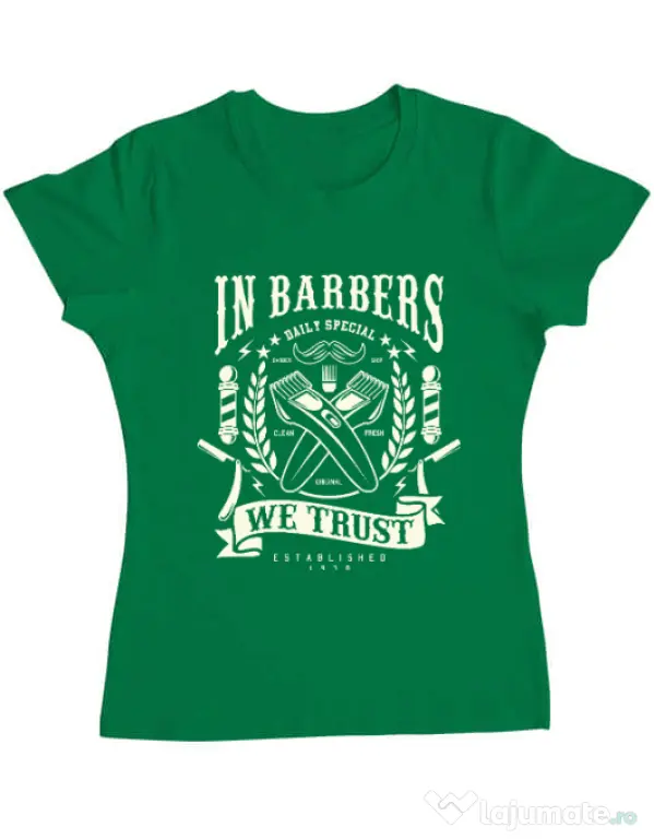Tricou ADLER dama In Barbers We Trust Verde mediu