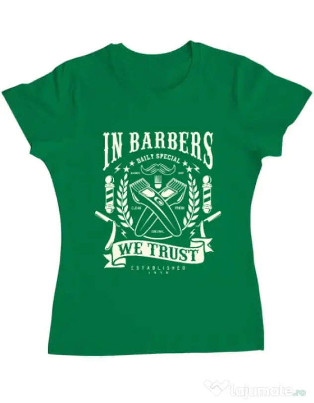 Tricou ADLER dama In Barbers We Trust Verde mediu