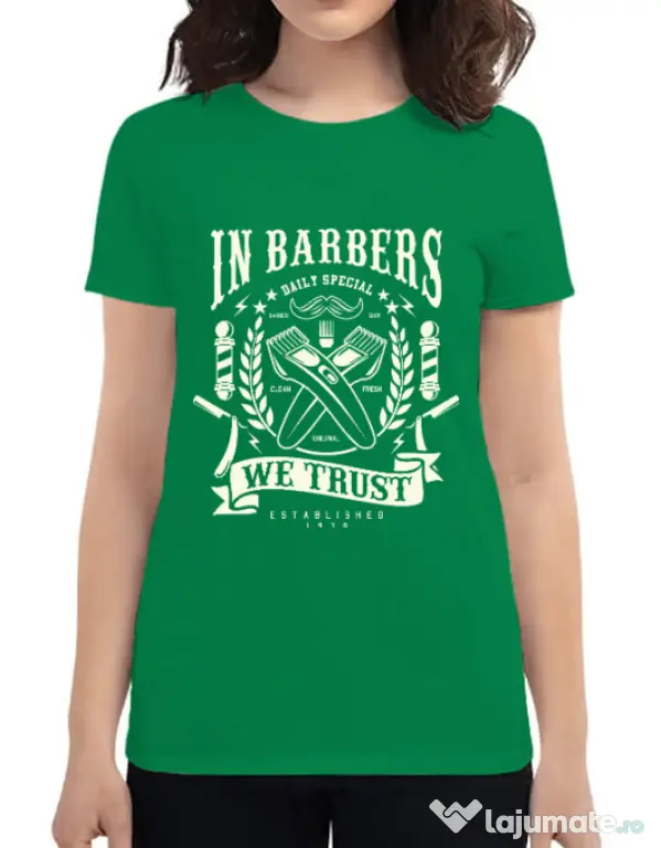 Tricou ADLER dama In Barbers We Trust Verde mediu