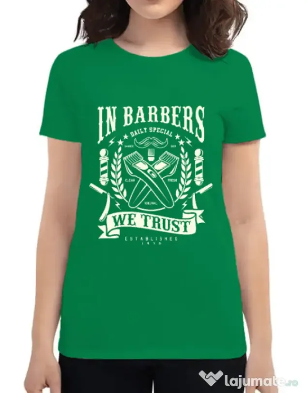 Tricou ADLER dama In Barbers We Trust Verde mediu