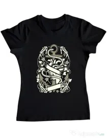 Tricou ADLER dama Heart and Anchor Negru