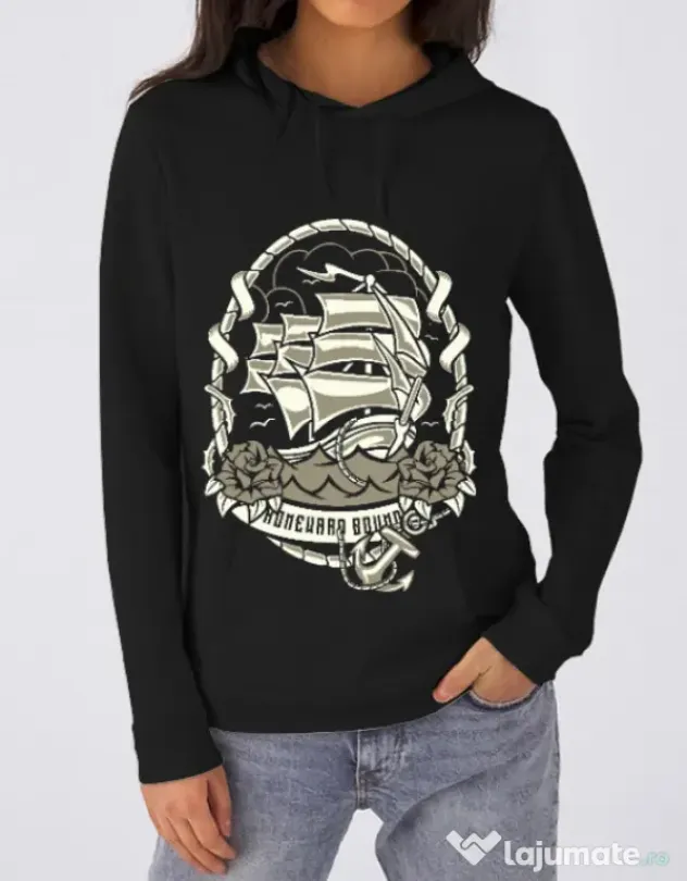 Hoodie dama cu gluga Ship Negru