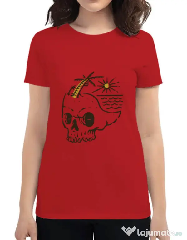 Tricou ADLER dama Skull Island Rosu