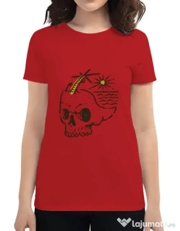 Tricou ADLER dama Skull Island Rosu
