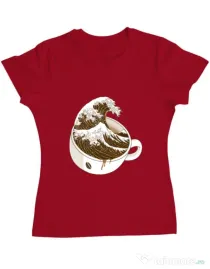 Tricou ADLER dama The Great Wave off Coffee Rosu