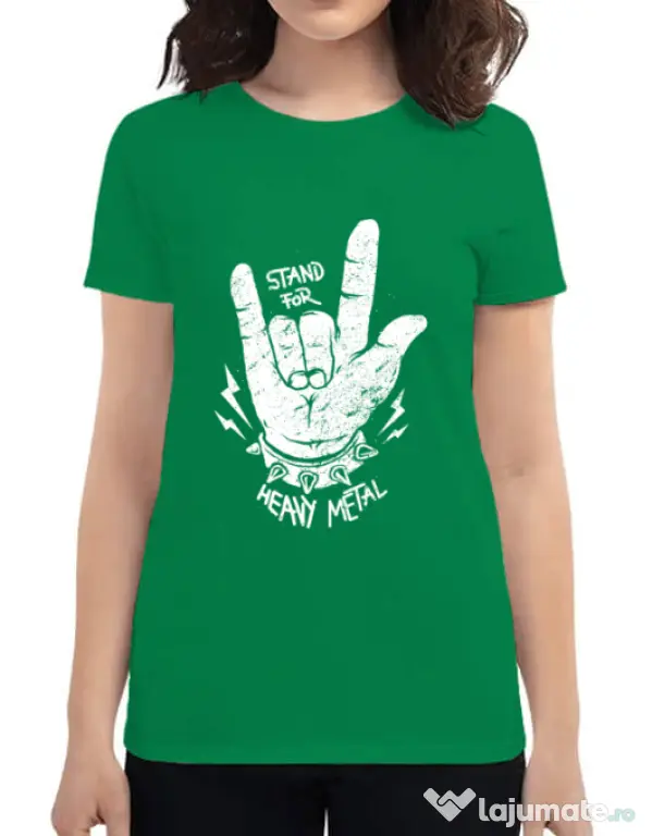 Tricou ADLER dama Stand for heavy metal Verde mediu