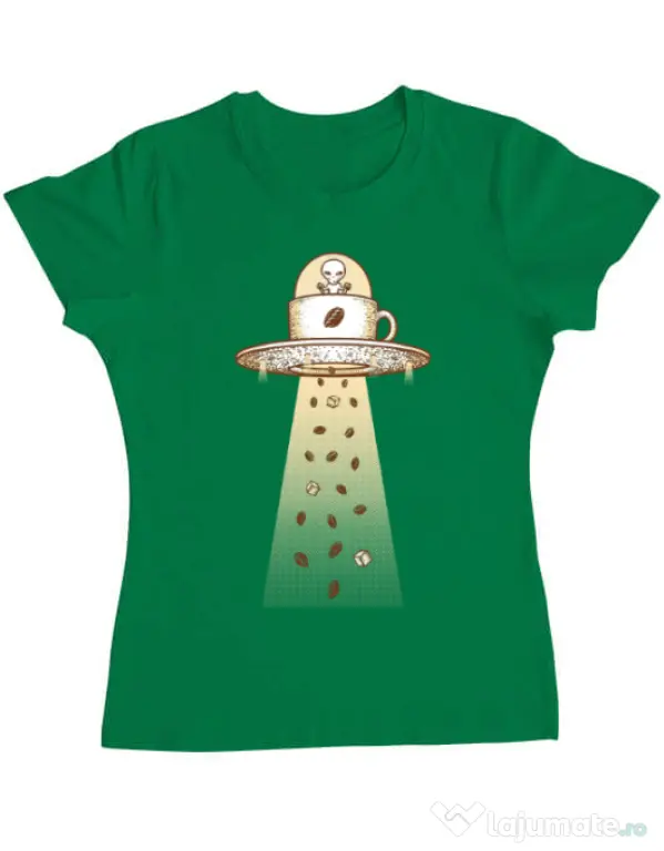 Tricou ADLER dama Alien Coffee Invasion Verde mediu