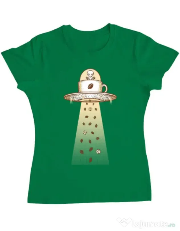 Tricou ADLER dama Alien Coffee Invasion Verde mediu