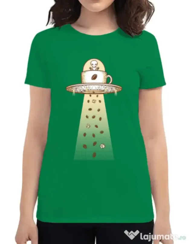 Tricou ADLER dama Alien Coffee Invasion Verde mediu